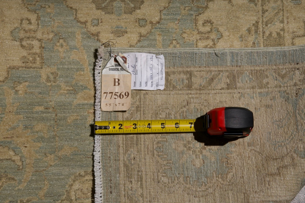 5.5 x 7.4 Light Teal Blue New Ziglar Hand-knotted  Rug Antique Reproduction  #B-77569