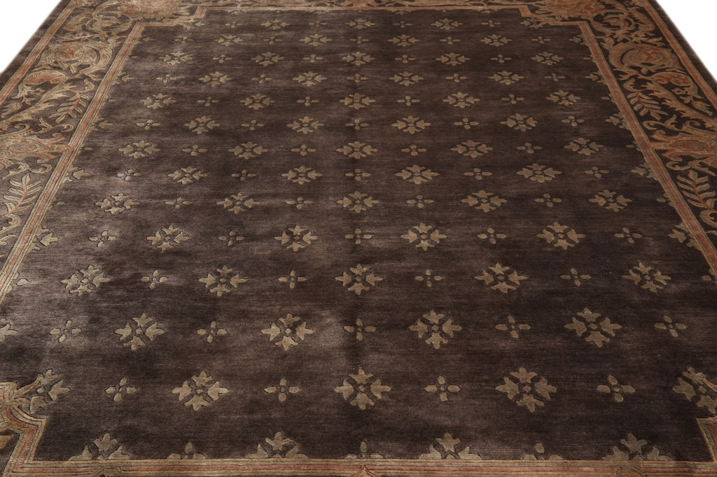 9 x 11.5 Modern French Transitional Handmade Rug Taup #PIX-13960