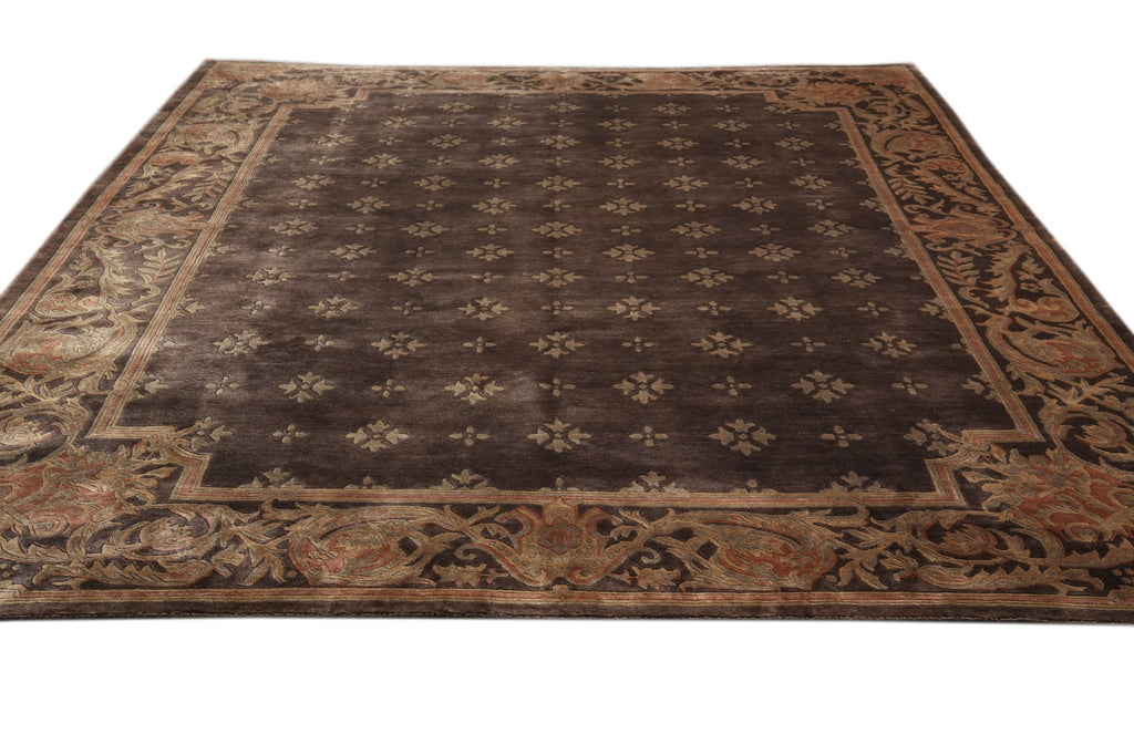 9 x 11.5 Modern French Transitional Handmade Rug Taup #PIX-13960
