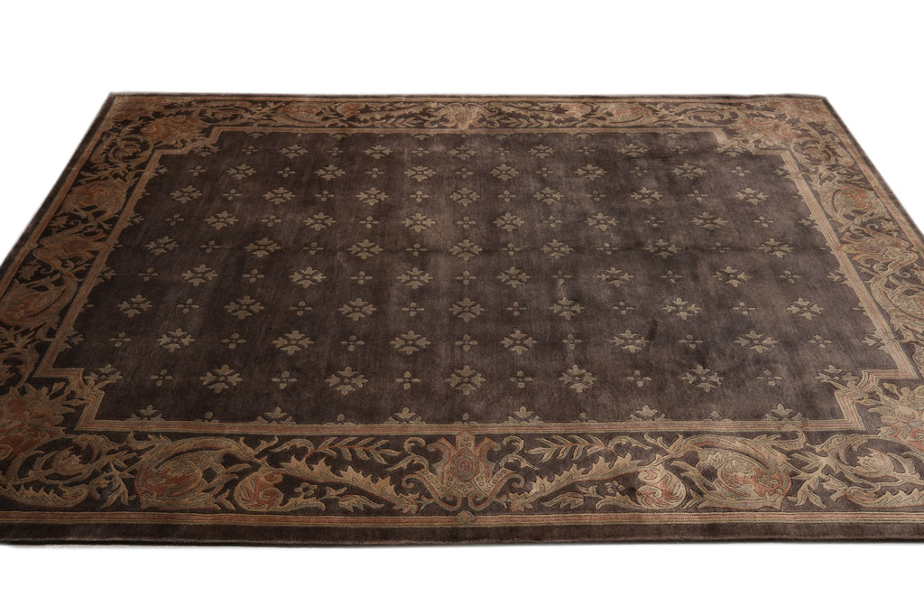 9 x 11.5 Modern French Transitional Handmade Rug Taup #PIX-13960
