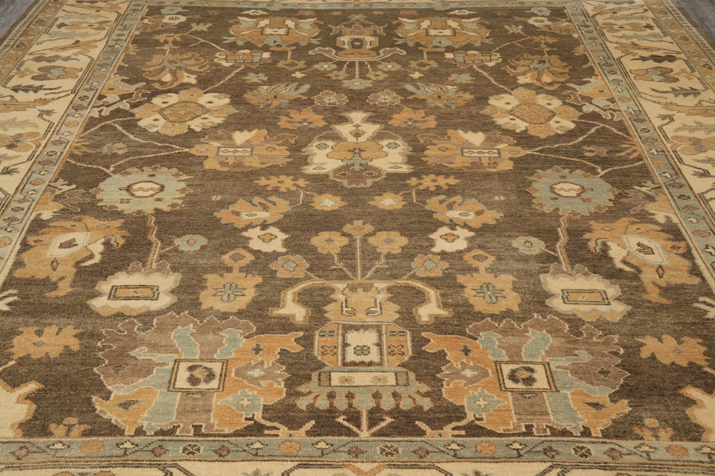 9.3 x 12.2 Natural Wool New Handmade Oushak Rug Neutral Brown #B-70744