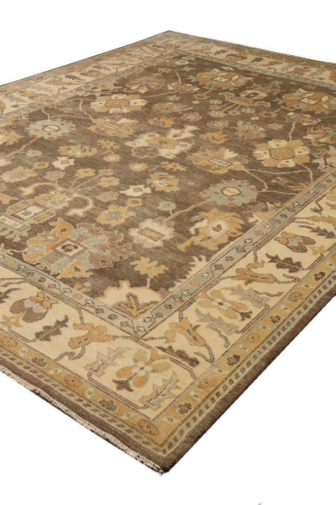 9.3 x 12.2 Natural Wool New Handmade Oushak Rug Neutral Brown #B-70744