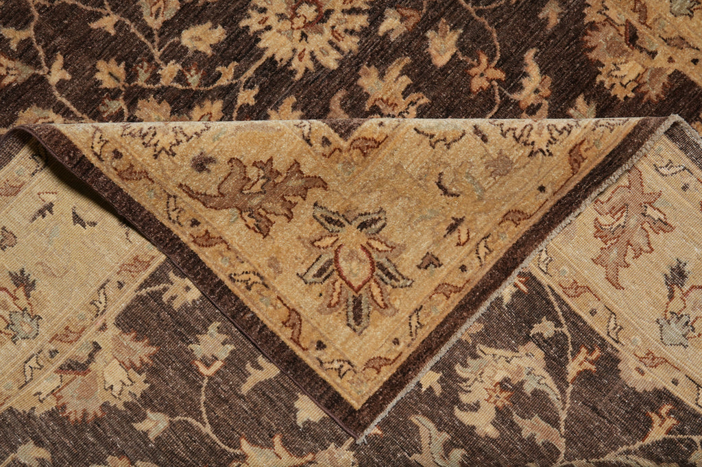 6 x 8.3 DARK BROWN Transitional Chobi Peshwar Hand-Knotted Rug - Pakistan #PIX-21419