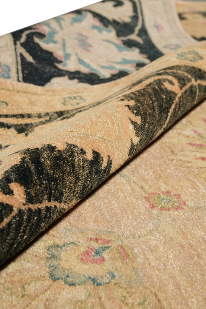 8.8 x 11.8 Beautiful Quality Handmade Agra Rug Transitional Tan & Black #PIX-804-82