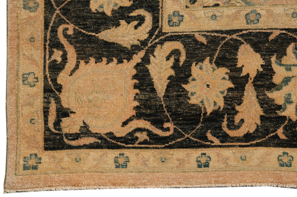 8.8 x 11.8 Beautiful Quality Handmade Agra Rug Transitional Tan & Black #PIX-804-82