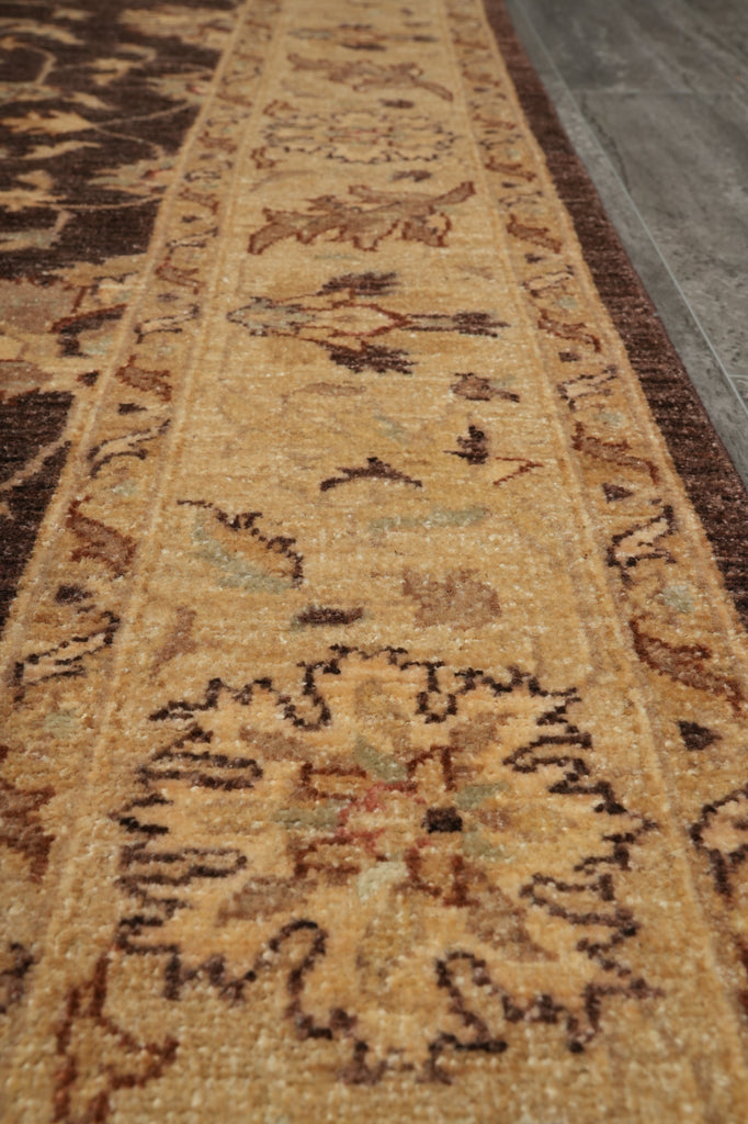 6 x 8.3 DARK BROWN Transitional Chobi Peshwar Hand-Knotted Rug - Pakistan #PIX-21419