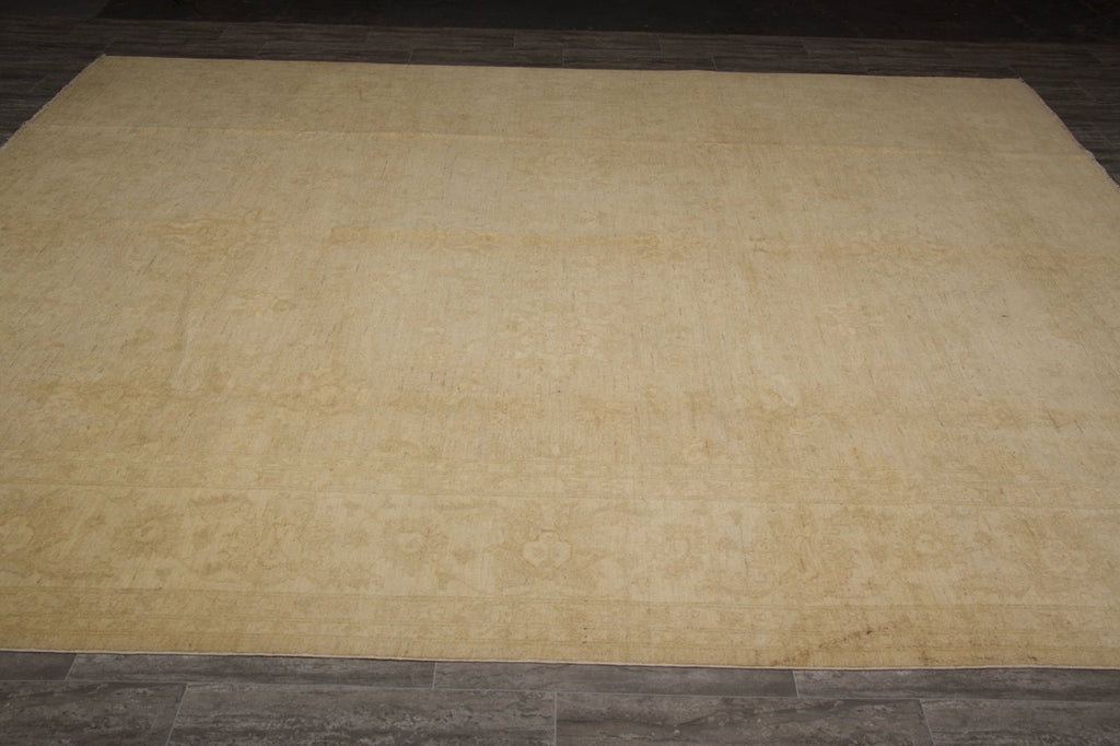 9.0 x 11.8 Handknotted Chobi Peshawar Rug Pale Neutral Warm #PIX-25223