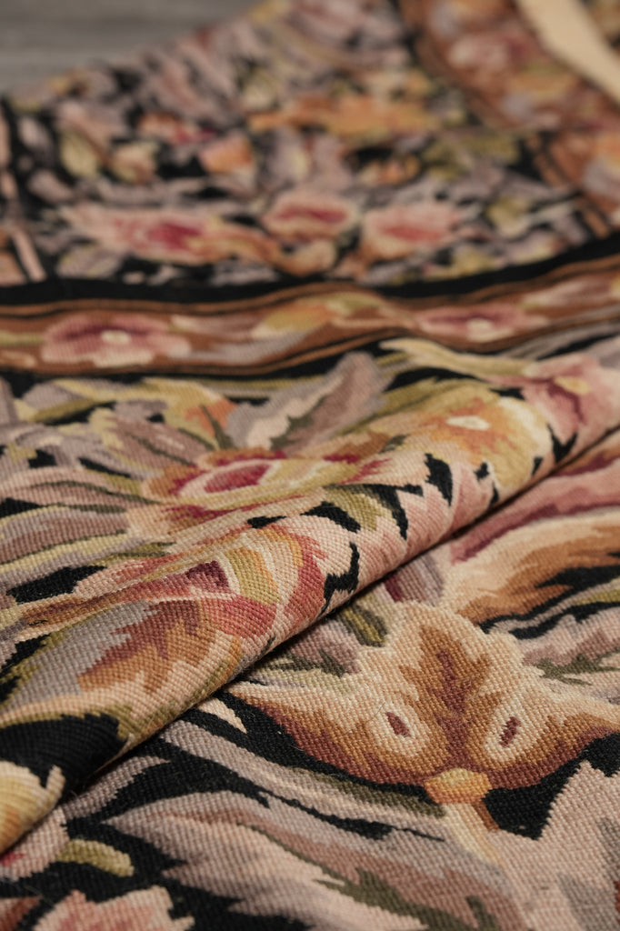 10 x 14.4 Black Flat Aubusson Weave Rug Tapestry Carpet Unique #PIX-4683