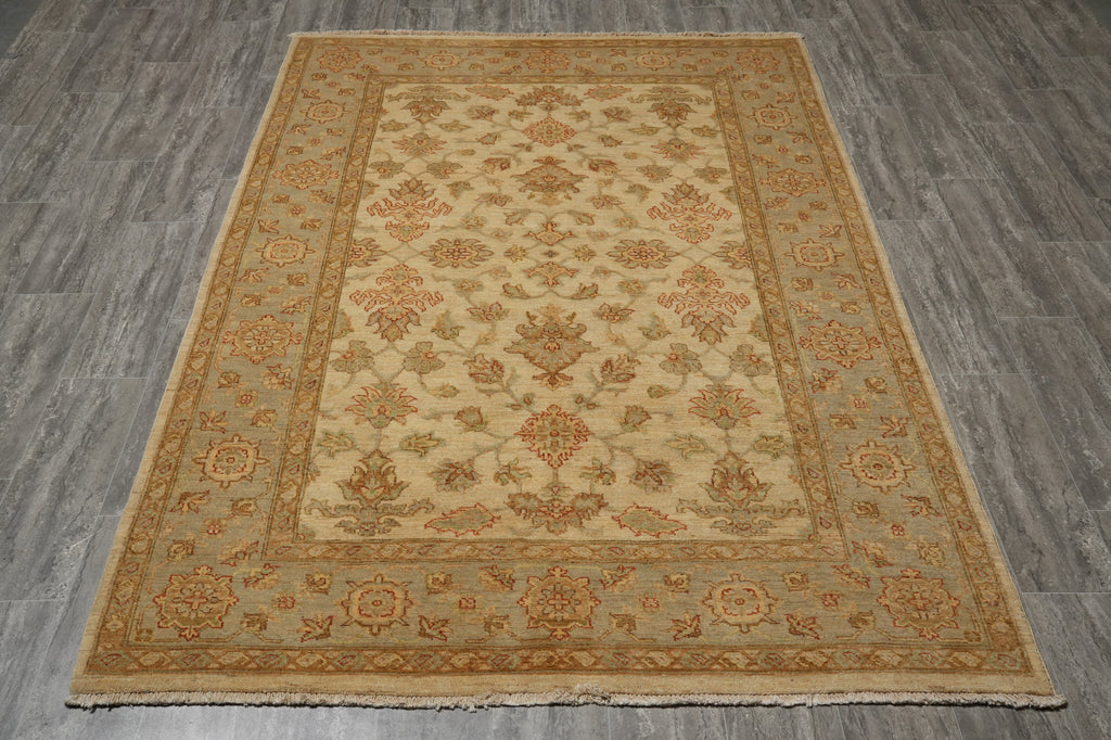 5.9 x 8 Neutral Peshawar Rug Soft Pattern #F-5769