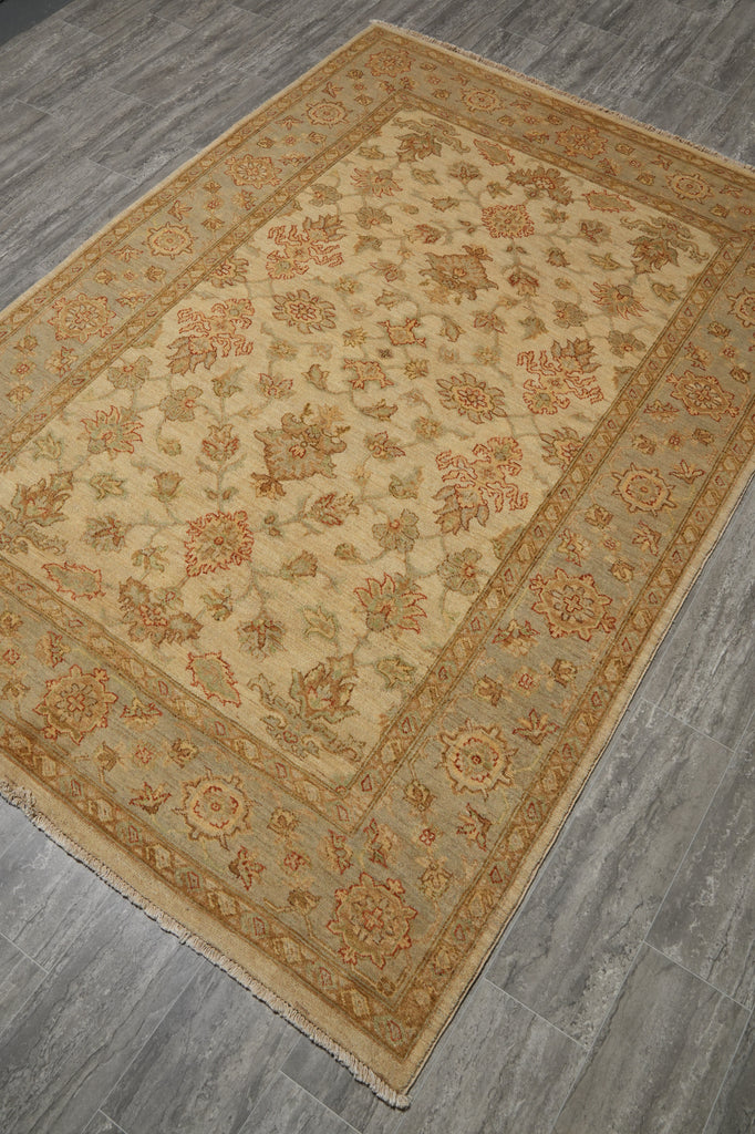 5.9 x 8 Neutral Peshawar Rug Soft Pattern #F-5769