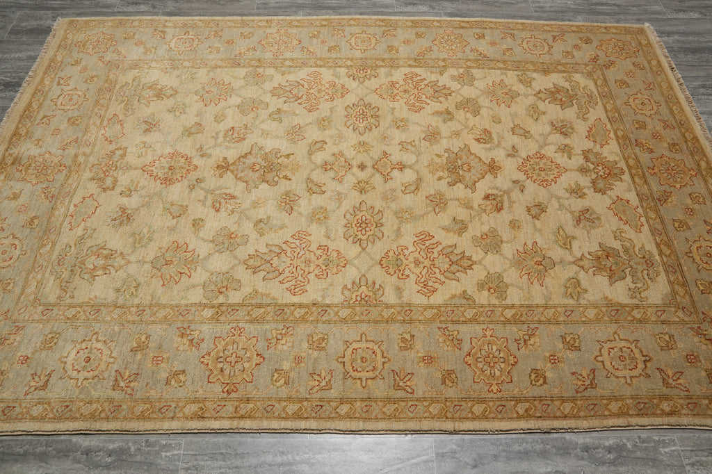 5.9 x 8 Neutral Peshawar Rug Soft Pattern #F-5769