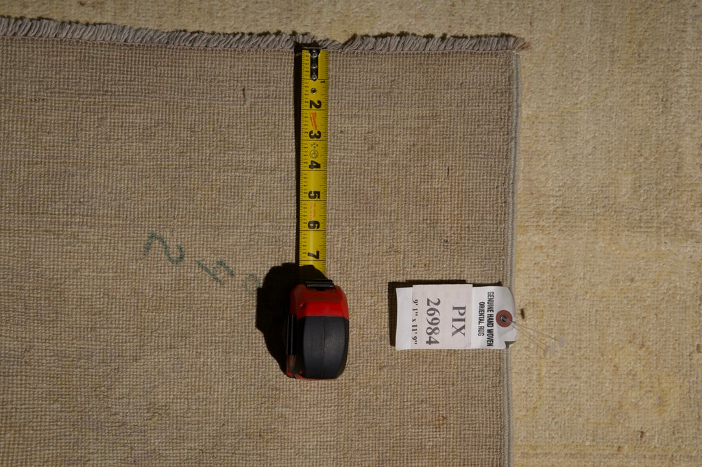 9.1 x 11.9 Neutral Warm Colors Ziglar Chobi Peshawar Rug #PIX-26984