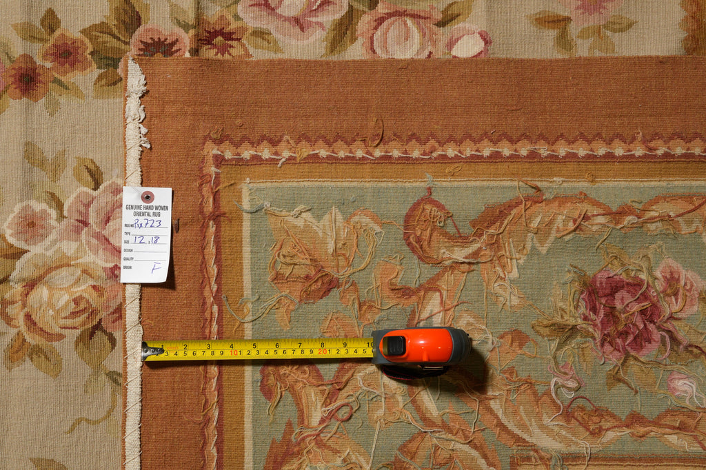 12 x 18 Fine Flat Aubusson Weave Rug Neutral Beauty #PIX-723