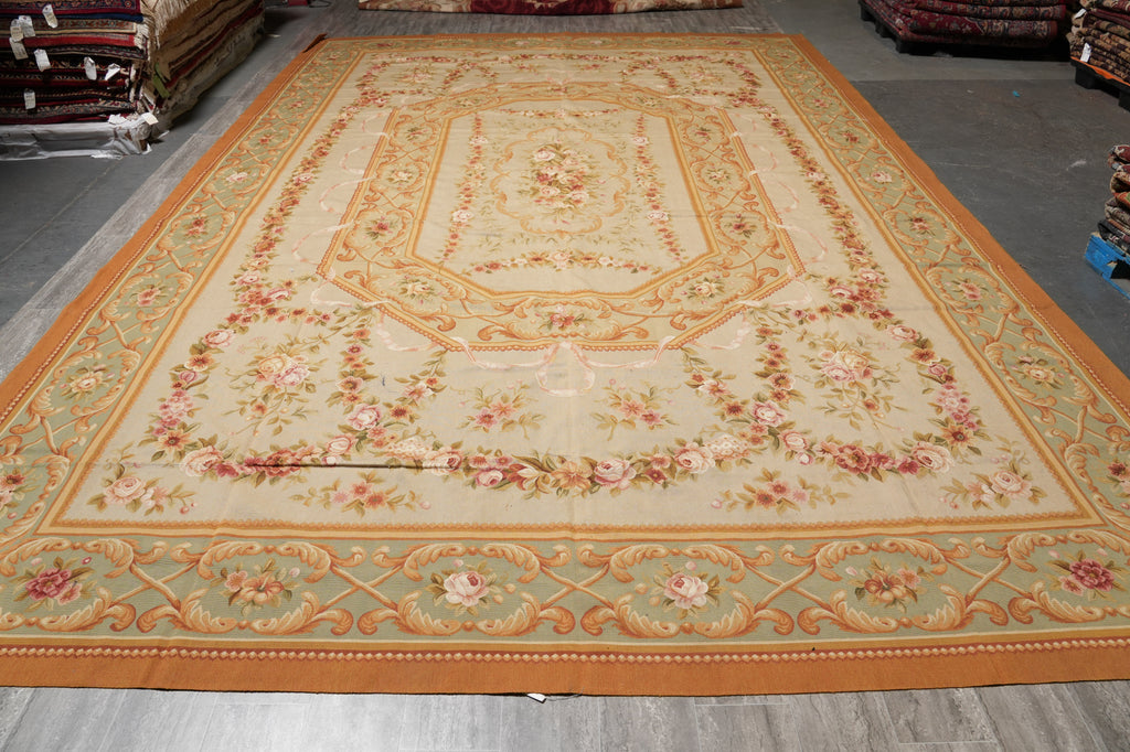 12 x 18 Fine Flat Aubusson Weave Rug Neutral Beauty #PIX-723