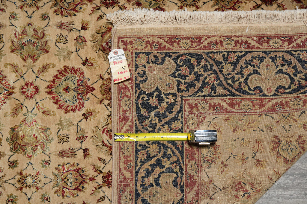 5.4 x 8.3 Beige Quality Silk & Wool Indian Rug #PIX-804-150