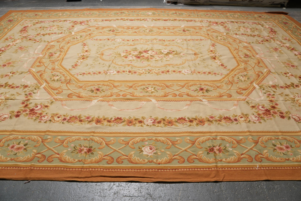 12 x 18 Fine Flat Aubusson Weave Rug Neutral Beauty #PIX-723