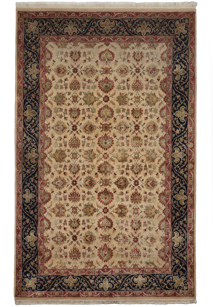 5.4 x 8.3 Beige Quality Silk & Wool Indian Rug #PIX-804-150