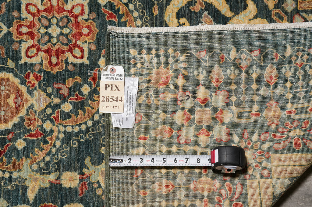 9.1 x 12.1 High Quality Natural Wool Vegie Dye Chobi Rug Detailed Gray #PIX-28544