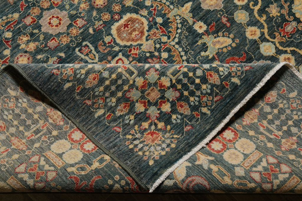 9.1 x 12.1 High Quality Natural Wool Vegie Dye Chobi Rug Detailed Gray #PIX-28544