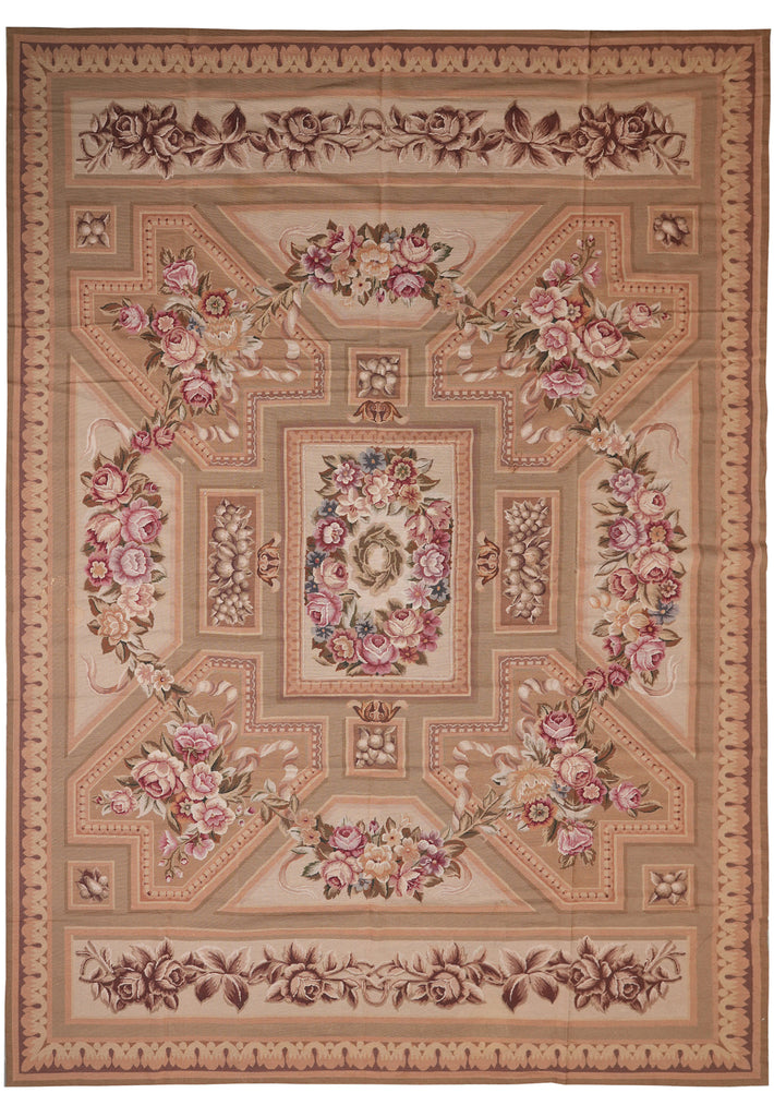 9.9 x 13.6 Fine FLAT WEAVE Aubusson Rug