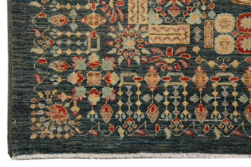 9.1 x 12.1 High Quality Natural Wool Vegie Dye Chobi Rug Detailed Gray #PIX-28544