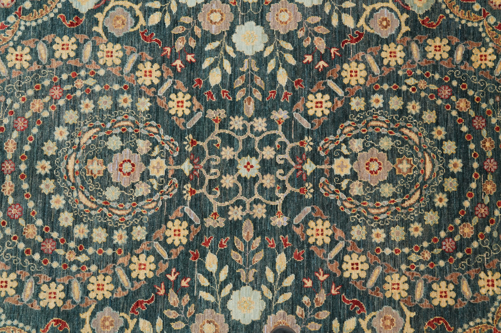 9.1 x 12.1 High Quality Natural Wool Vegie Dye Chobi Rug Detailed Gray #PIX-28544