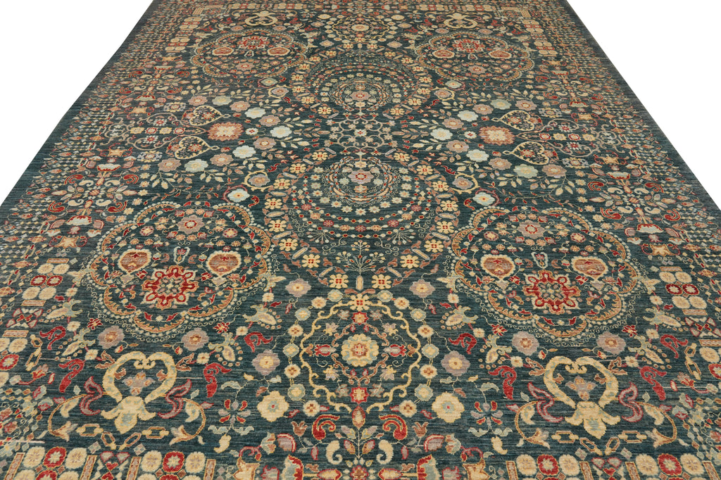 9.1 x 12.1 High Quality Natural Wool Vegie Dye Chobi Rug Detailed Gray #PIX-28544