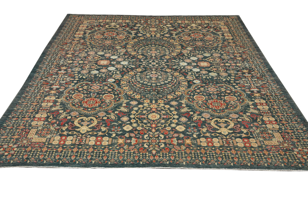 9.1 x 12.1 High Quality Natural Wool Vegie Dye Chobi Rug Detailed Gray #PIX-28544