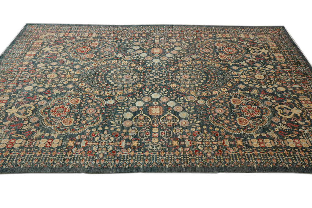 9.1 x 12.1 High Quality Natural Wool Vegie Dye Chobi Rug Detailed Gray #PIX-28544