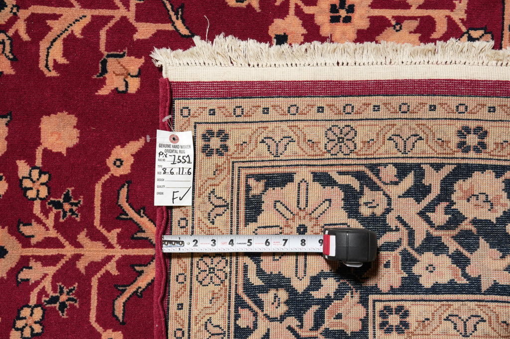 8.6 x 11.6 New Handmade Sarouk Rug Burgundy Black #PIX-1551