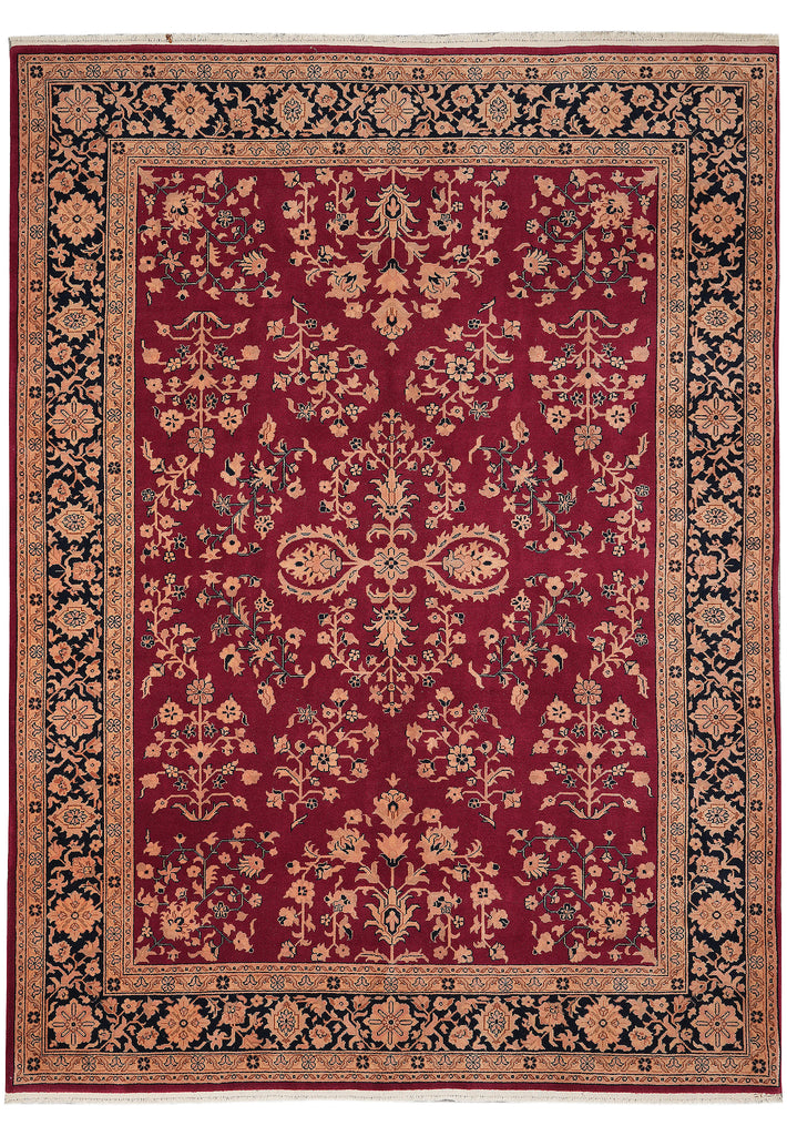 8.6 x 11.6 New Handmade Sarouk Rug Burgundy Black #PIX-1551