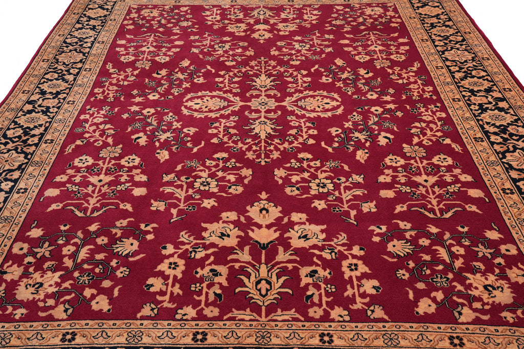 8.6 x 11.6 New Handmade Sarouk Rug Burgundy Black #PIX-1551