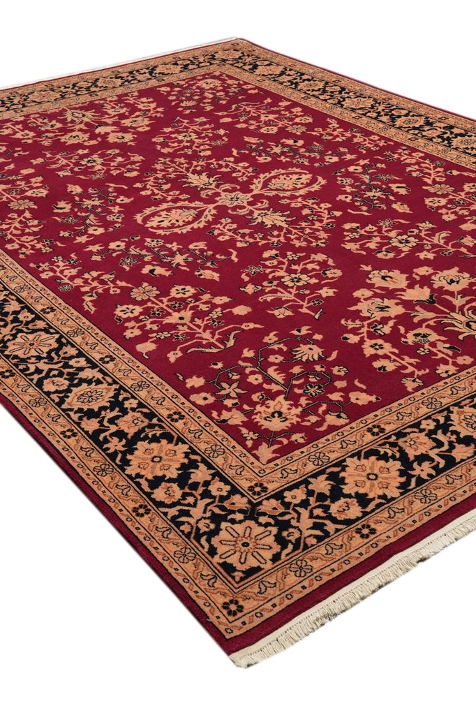 8.6 x 11.6 New Handmade Sarouk Rug Burgundy Black #PIX-1551