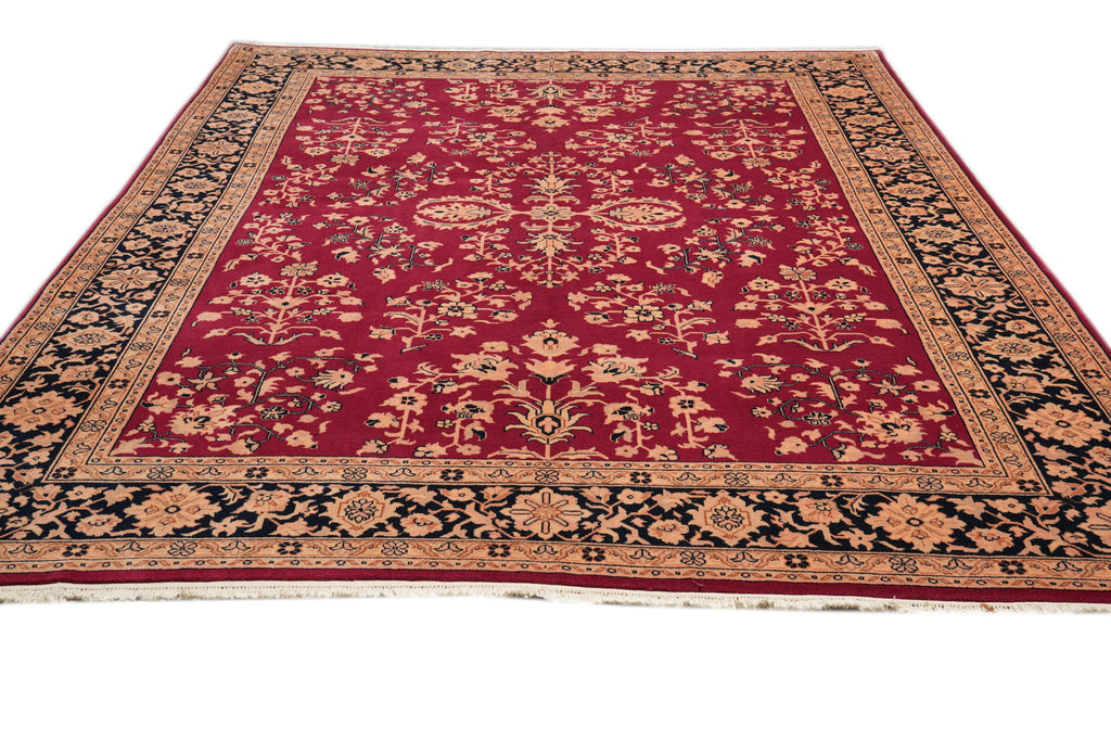8.6 x 11.6 New Handmade Sarouk Rug Burgundy Black #PIX-1551