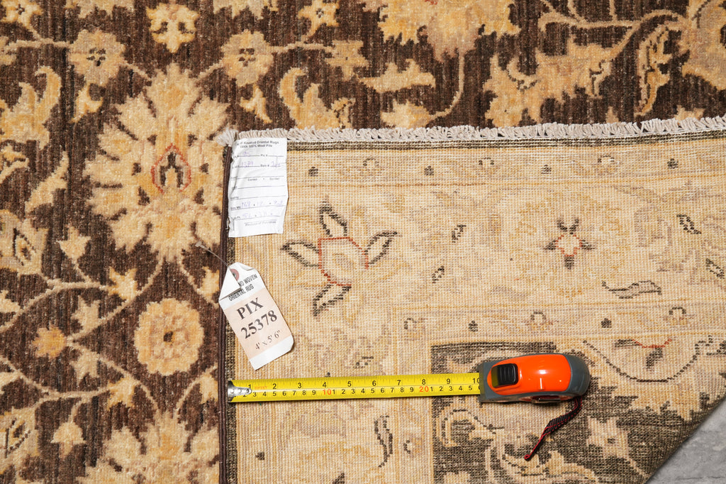4 x 5.6 Brown Zigler Chobi Rug Natural Wool #PIX-25378