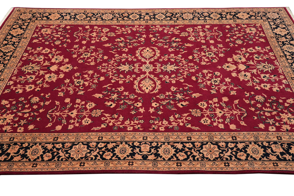 8.6 x 11.6 New Handmade Sarouk Rug Burgundy Black #PIX-1551