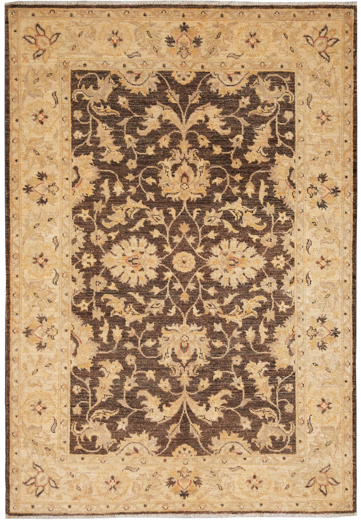 4 x 5.6 Brown Zigler Chobi Rug Natural Wool