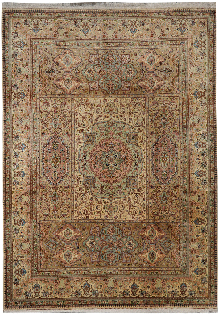 8.10 x 12.1 Fine Quality Wool Hand-Knotted Rug Fascinating Details Neutral Colors #PIX-23938