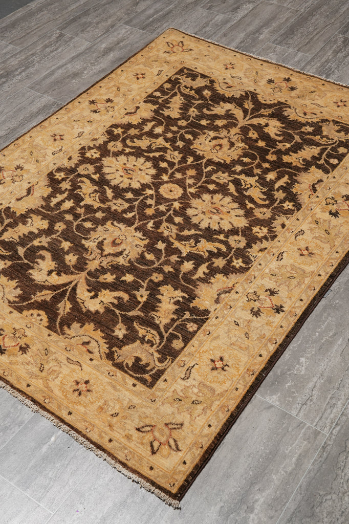 4 x 5.6 Brown Zigler Chobi Rug Natural Wool #PIX-25378