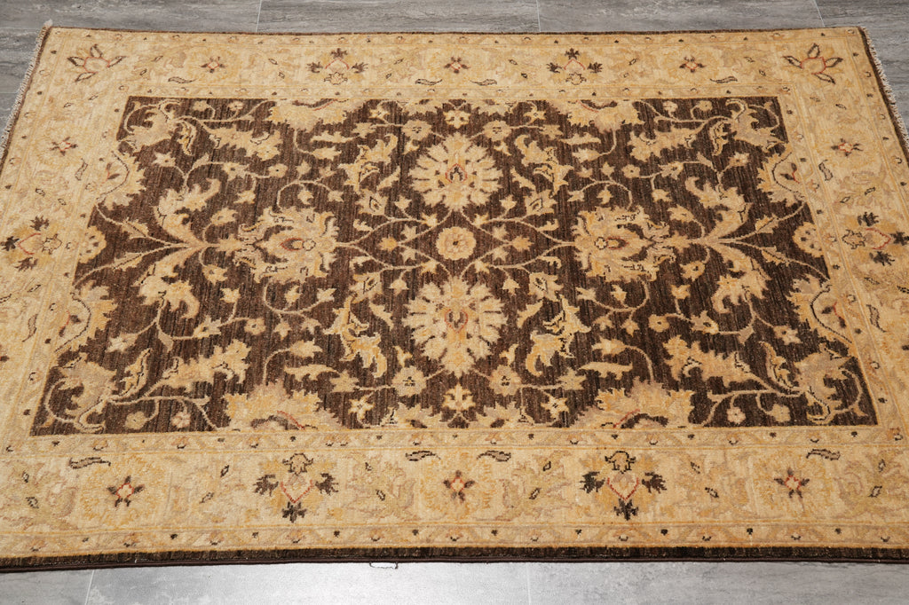 4 x 5.6 Brown Zigler Chobi Rug Natural Wool #PIX-25378