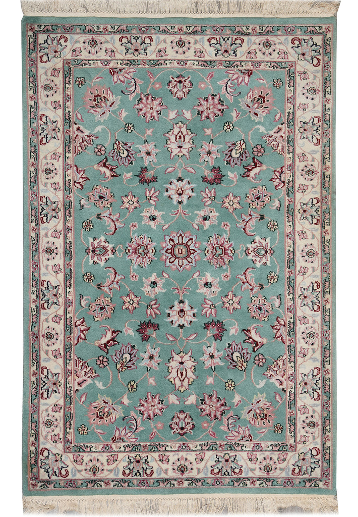 4 x 4.7 Green Handmade Wool Rug