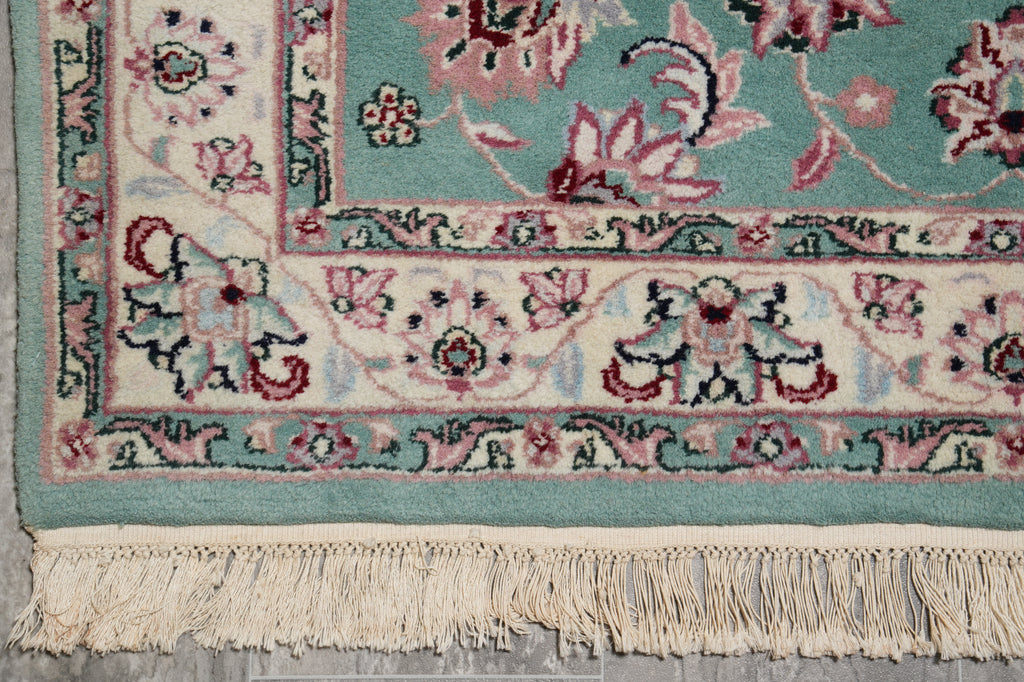4 x 4.7 Green Handmade Wool Rug #F-4644