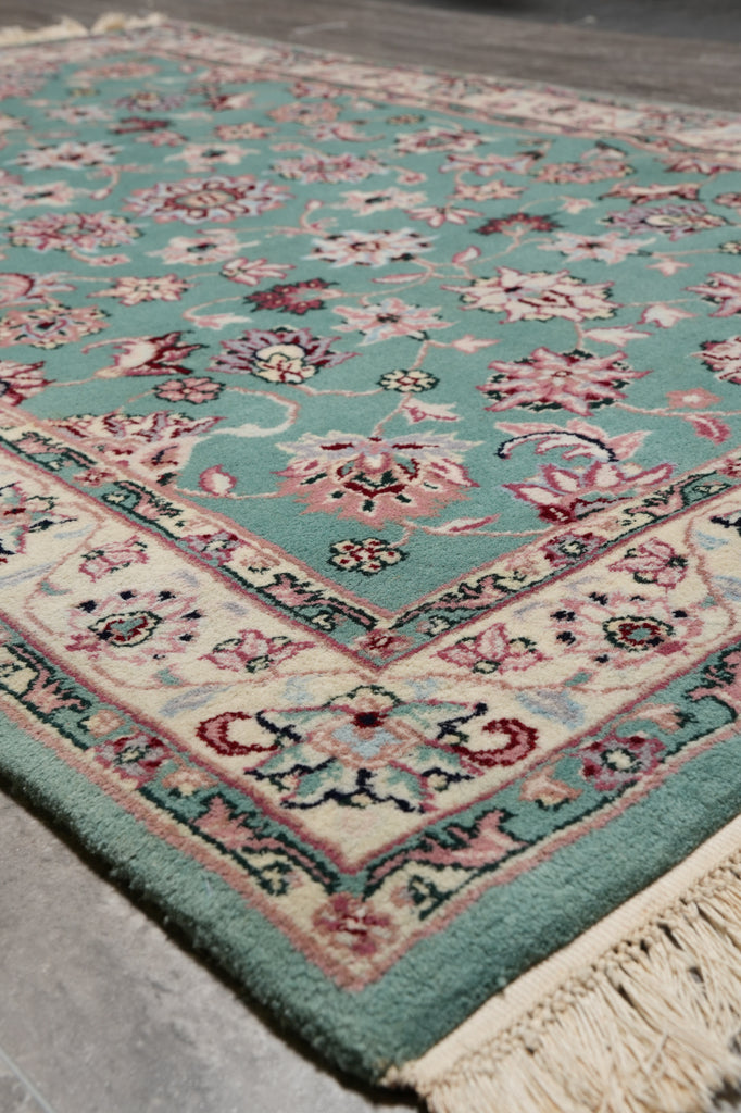 4 x 4.7 Green Handmade Wool Rug #F-4644