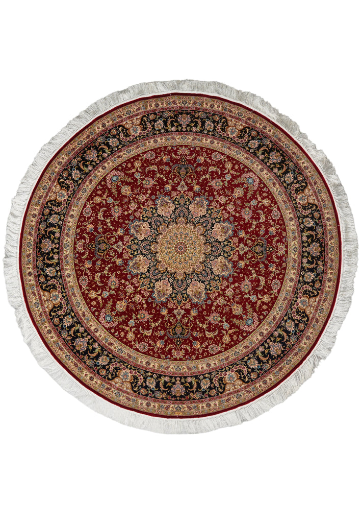 6 x 6 Round Silk Handmade Rug Signed Beautiful #58697