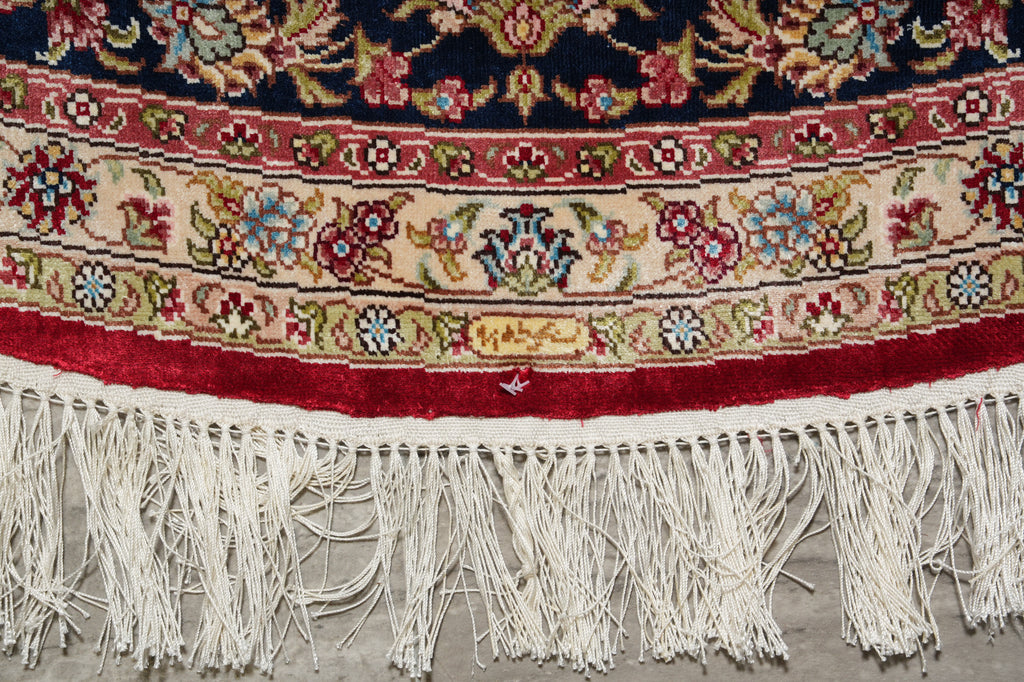 6 x 6 Round Silk Handmade Rug Signed Beautiful #58697