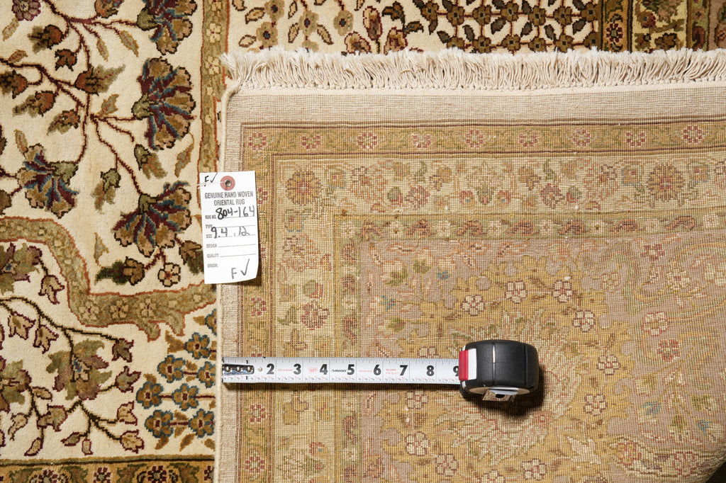 9.4 x 12 High Quality Wool And Silk Hand-Knotted Rug Fancy Details Neutral #PIX-804-164