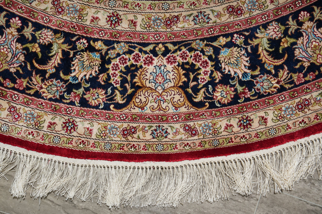 6 x 6 Round Silk Handmade Rug Signed Beautiful #58697