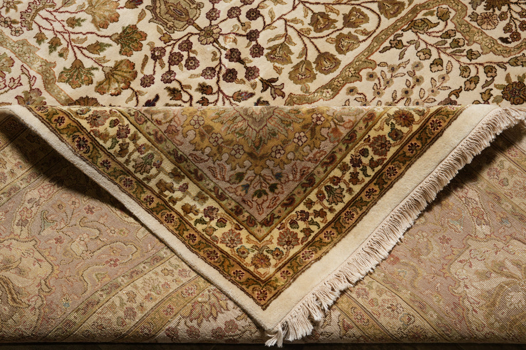 9.4 x 12 High Quality Wool And Silk Hand-Knotted Rug Fancy Details Neutral #PIX-804-164