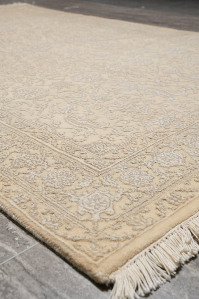 4 x 6 Wool and Silk  Two Tone Pastels Light Colors Fine Handmade Rug Modern Transitional #B-75057