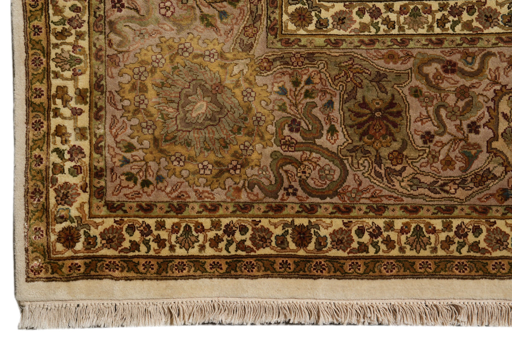 9.4 x 12 High Quality Wool And Silk Hand-Knotted Rug Fancy Details Neutral #PIX-804-164